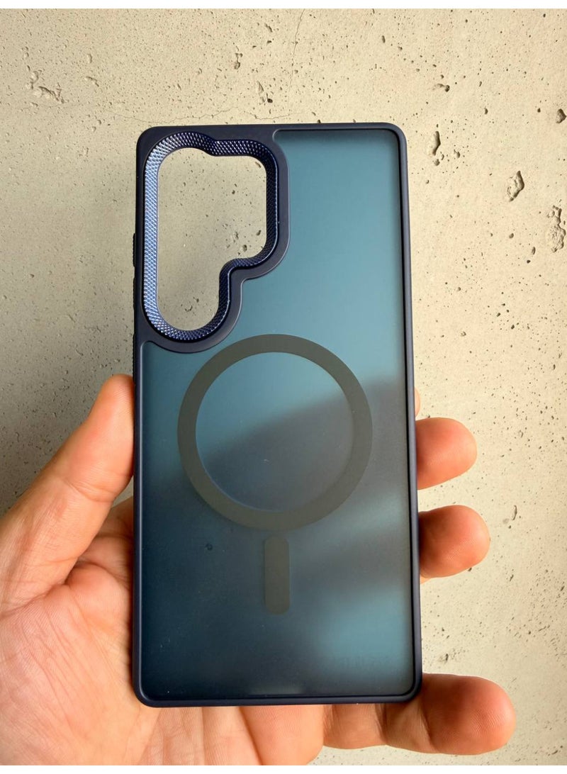 ECO Magnetic case for Samsung Galaxy S25 Ultra, Full Camera Protection with lens, Compatible with wireless charging, Transparent clear, Shockproof Case For samsung s25 ultra (Translucent Blue) - Image 1